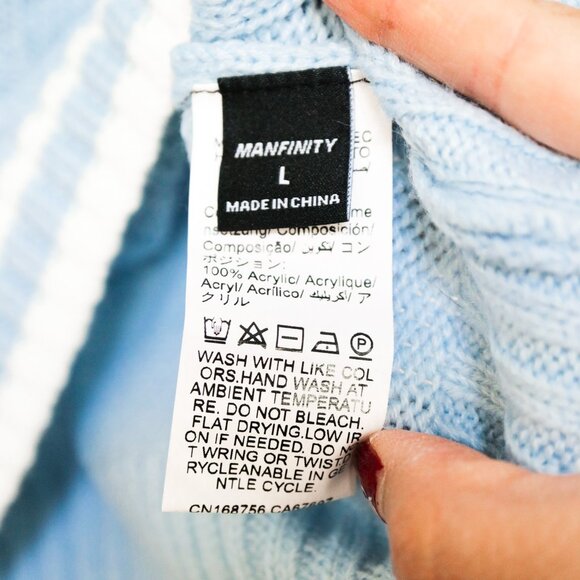 Baby Blue Cable Knit Vest by MANFINITY - Picture 2 of 5